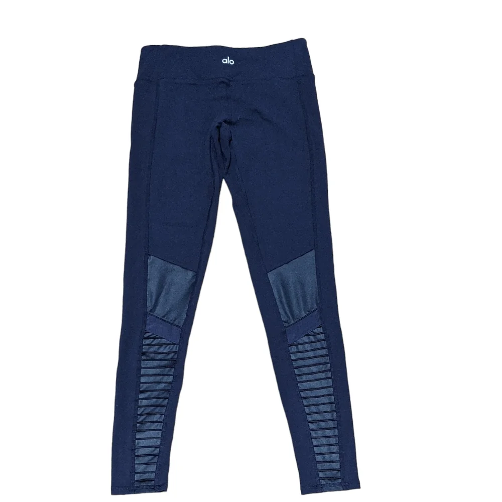Alo moto mid rise sport active wear leggings blue size XS